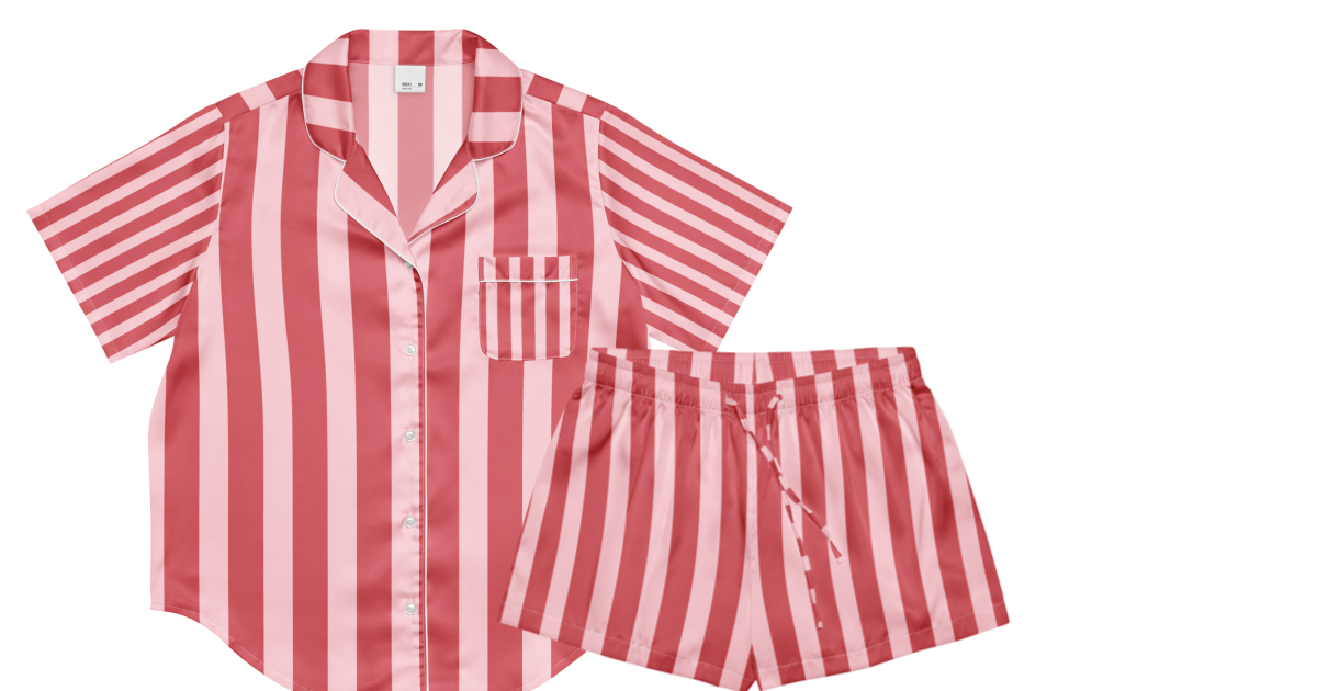Valentine Stripe Pajama Set – Pink & Red