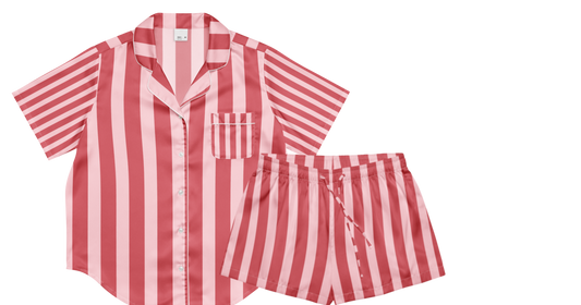 Valentine Stripe Pajama Set – Pink & Red